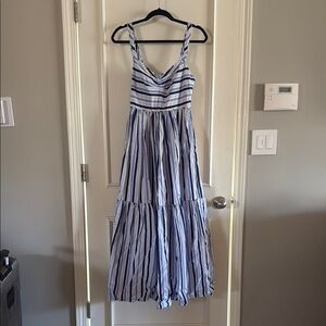 J.Crew Blue and White Striped Maxi Dress Size 2P